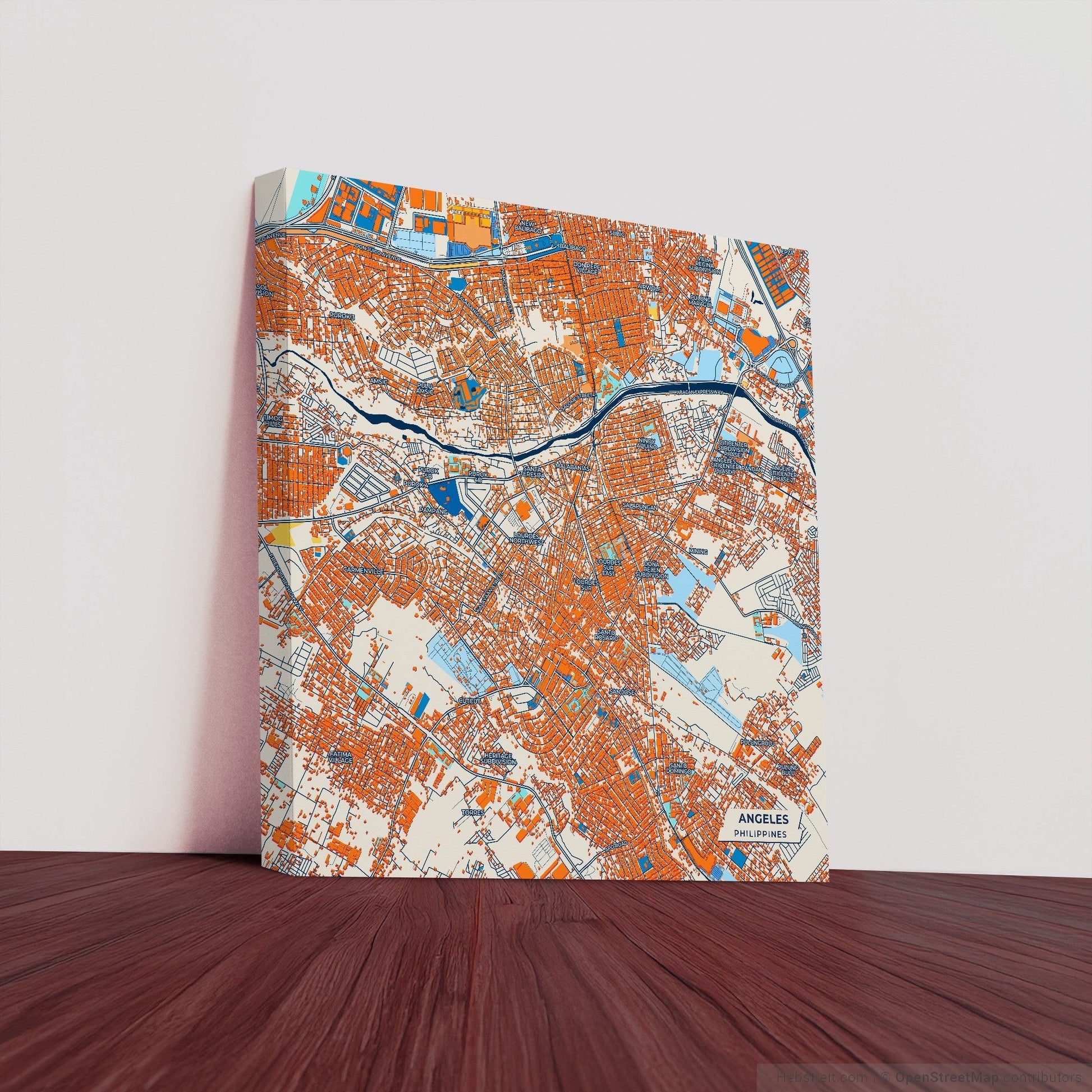 Angeles Philippines Colorful City Map Canvas Print