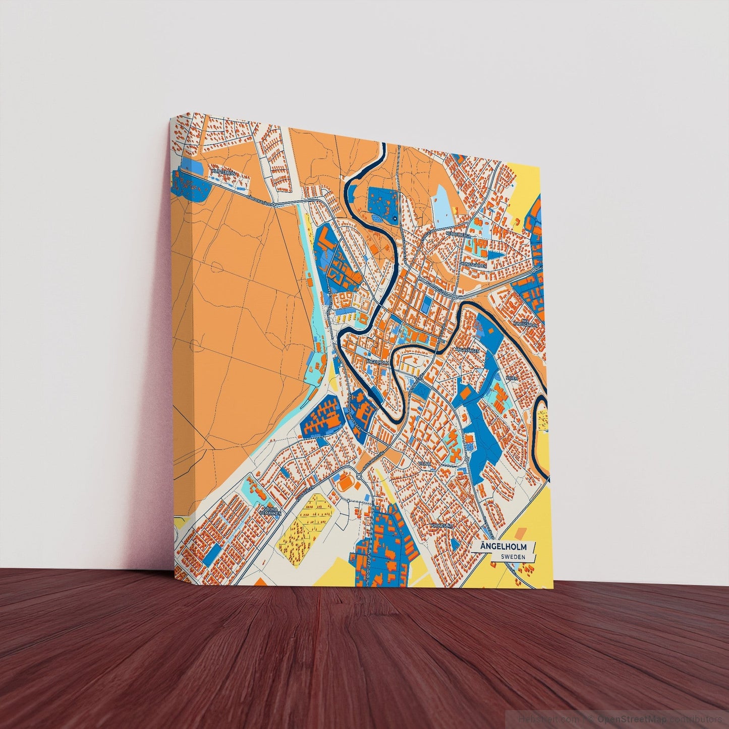 Ängelholm Sweden Colorful City Map Canvas Print