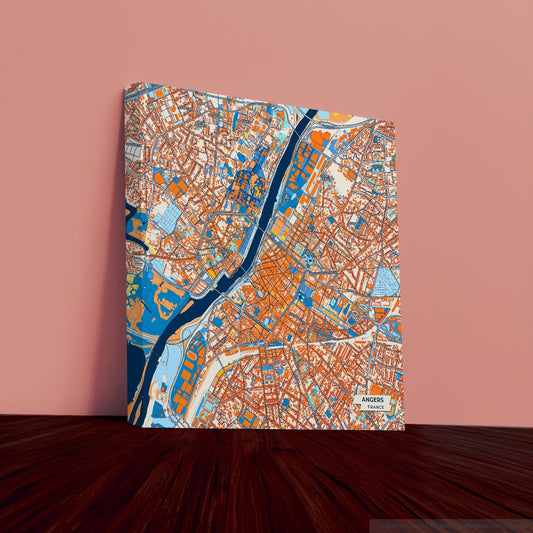 Angers France Colorful City Map Canvas Print