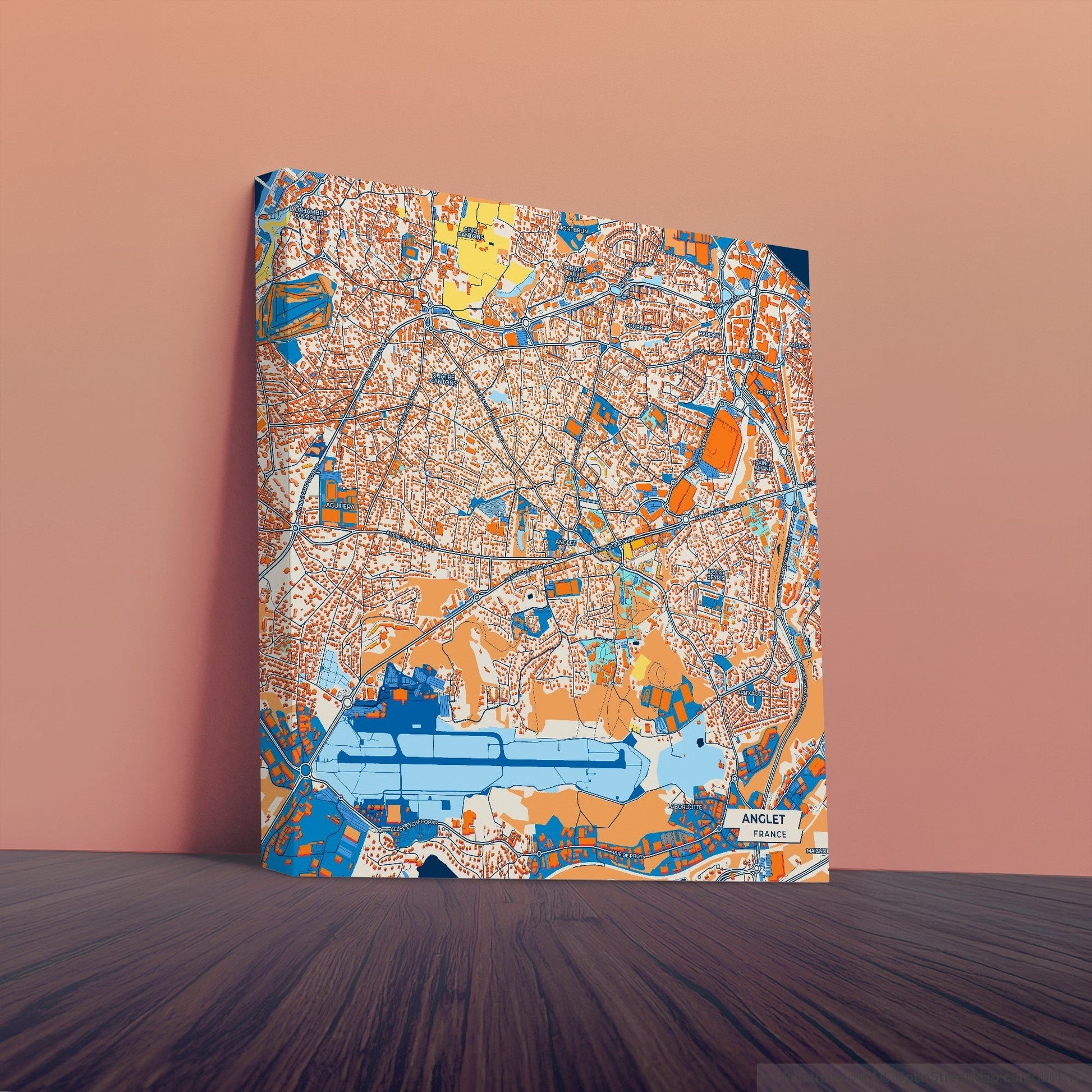 Anglet France Colorful City Map Canvas Print