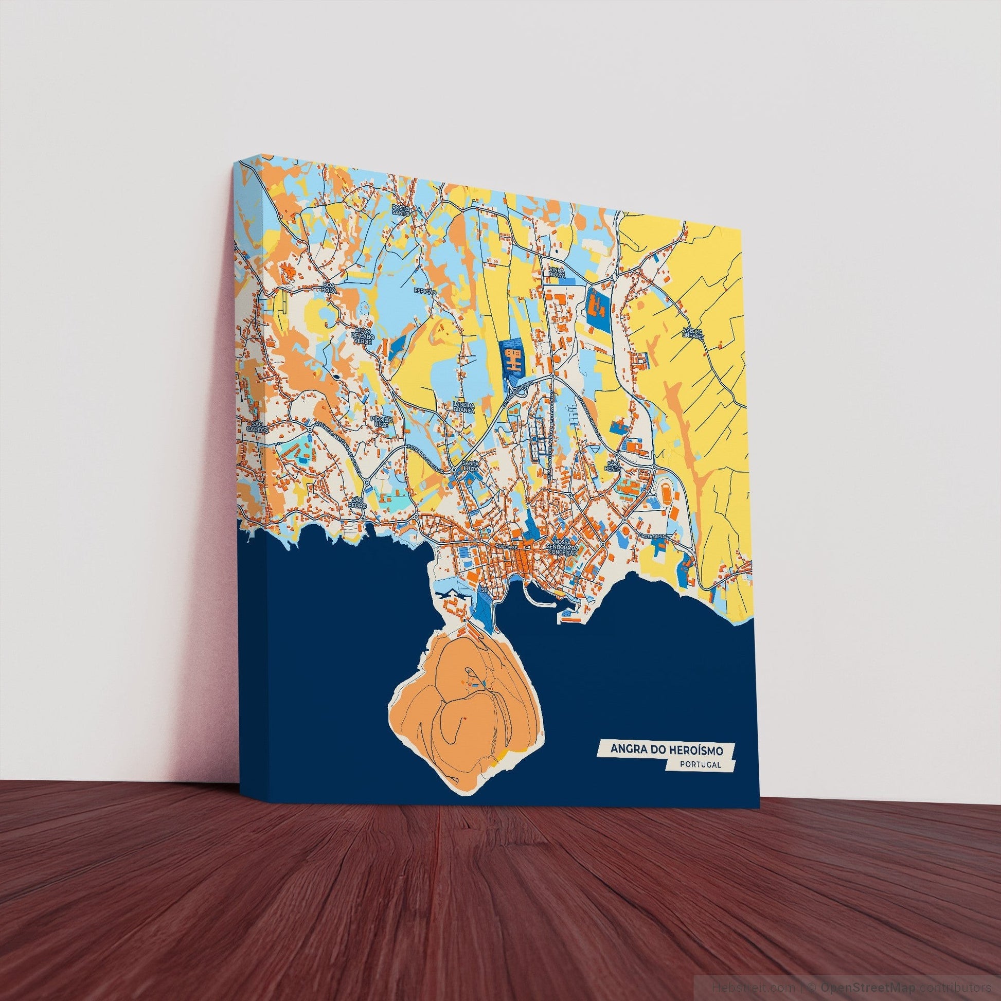 Angra Do Heroísmo Portugal Colorful City Map Canvas Print