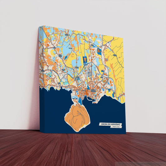 Angra Do Heroísmo Portugal Colorful City Map Canvas Print