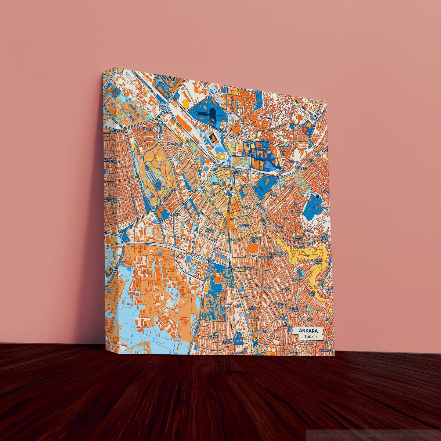 Ankara Turkey Colorful City Map Canvas Print