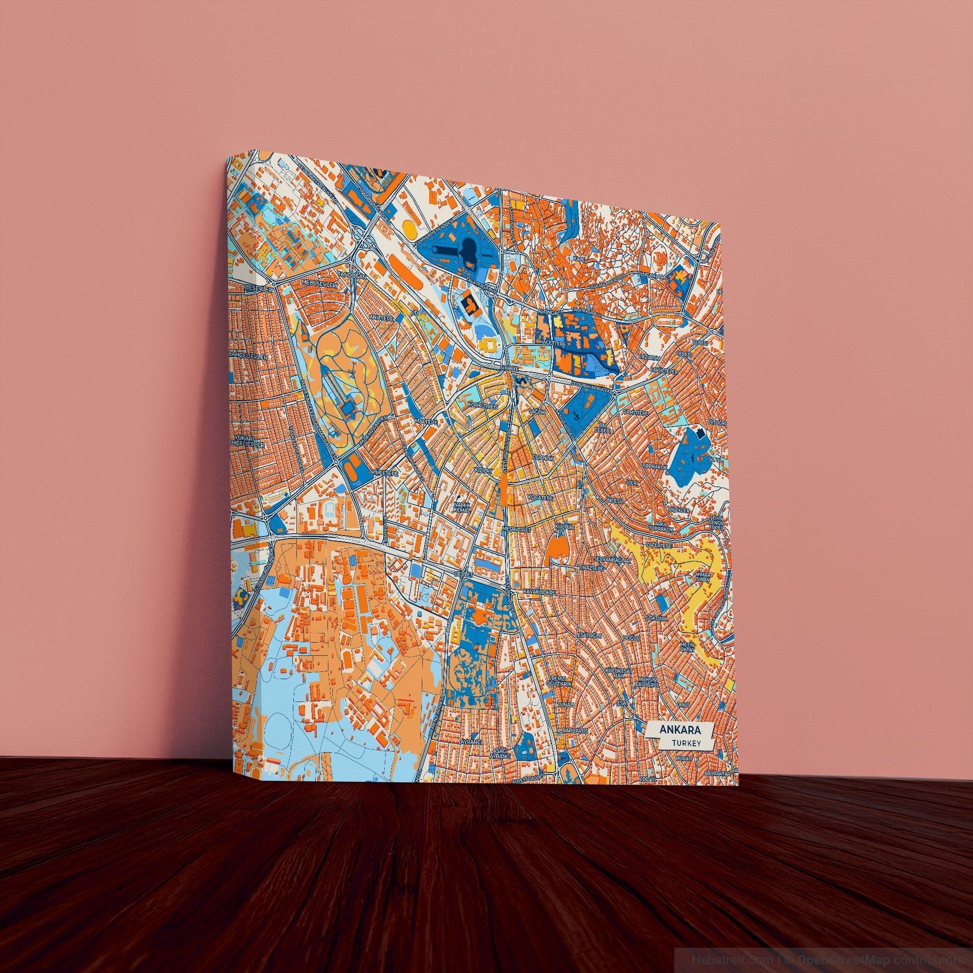 Ankara Turkey Colorful City Map Canvas Print