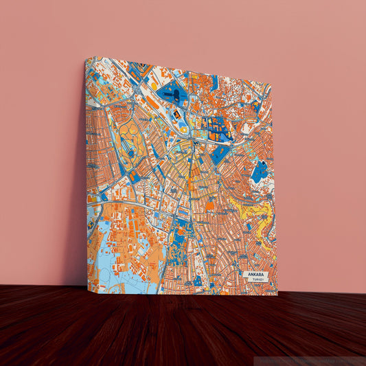 Ankara Turkey Colorful City Map Canvas Print