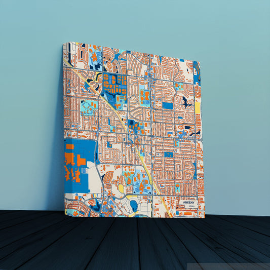Ankeny Iowa Colorful City Map Canvas Print