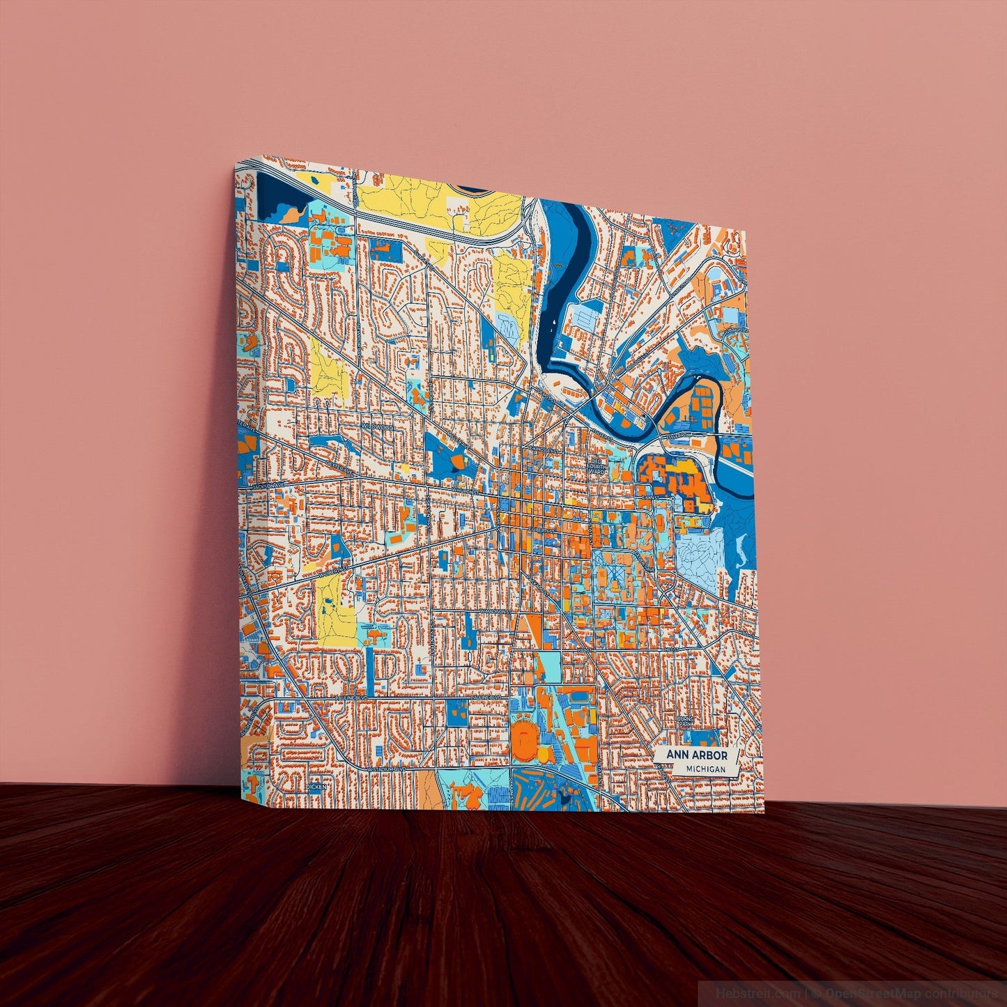 Ann Arbor Michigan Colorful City Map Canvas Print