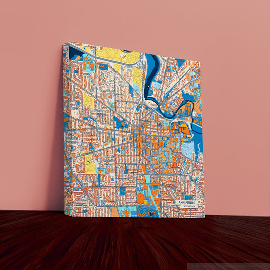Ann Arbor Michigan Colorful City Map Canvas Print