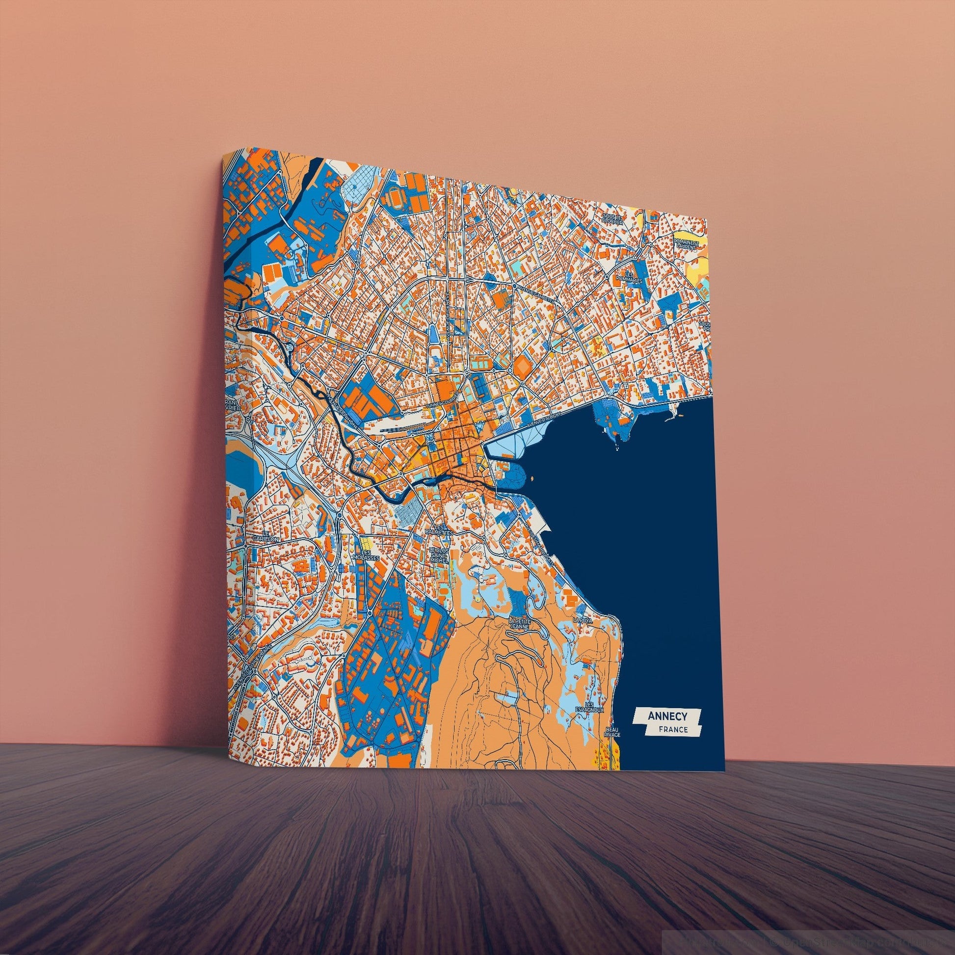 Annecy France Colorful City Map Canvas Print