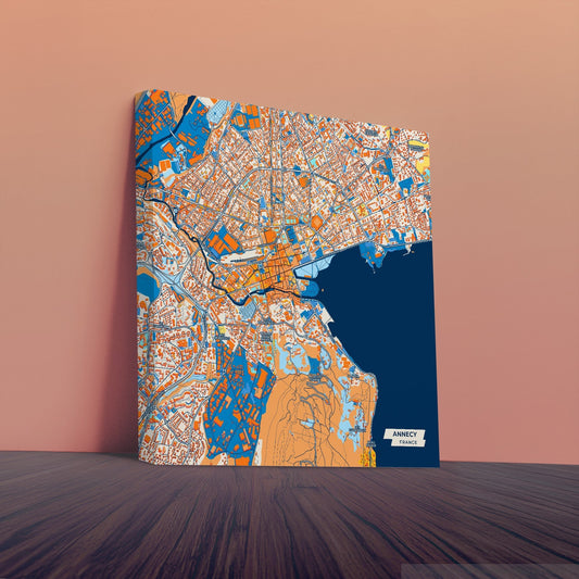 Annecy France Colorful City Map Canvas Print