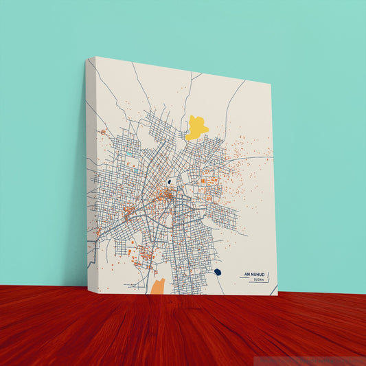 An Nuhud Sudan Colorful City Map Canvas Print