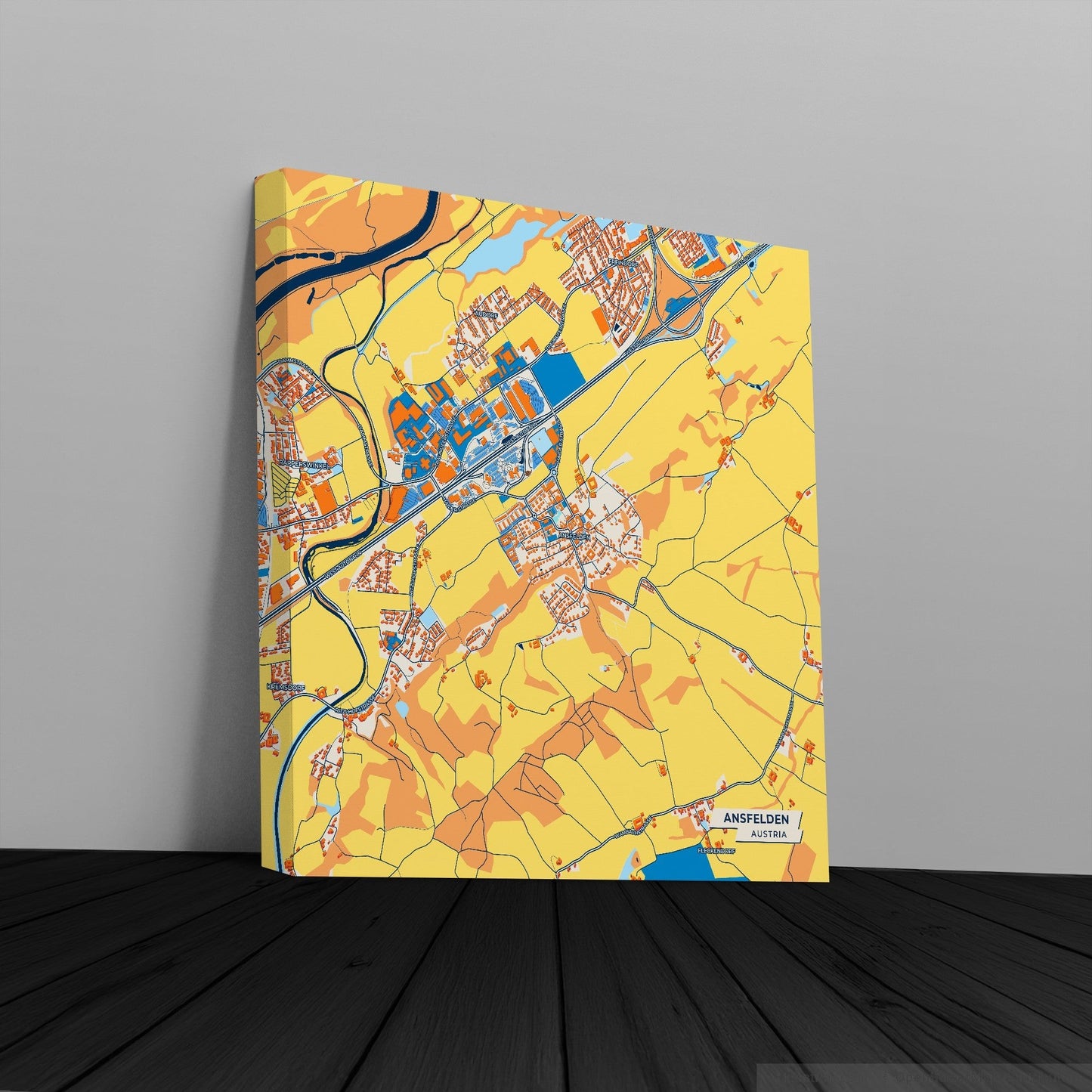 Ansfelden Austria Colorful City Map Canvas Print