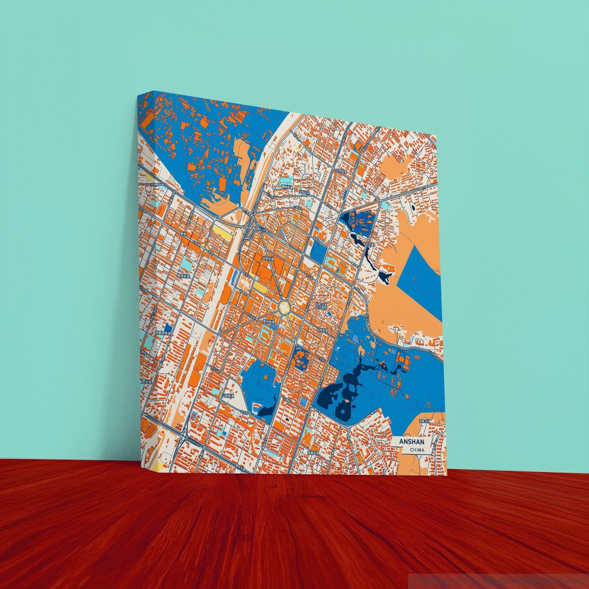 Anshan China Colorful City Map Canvas Print