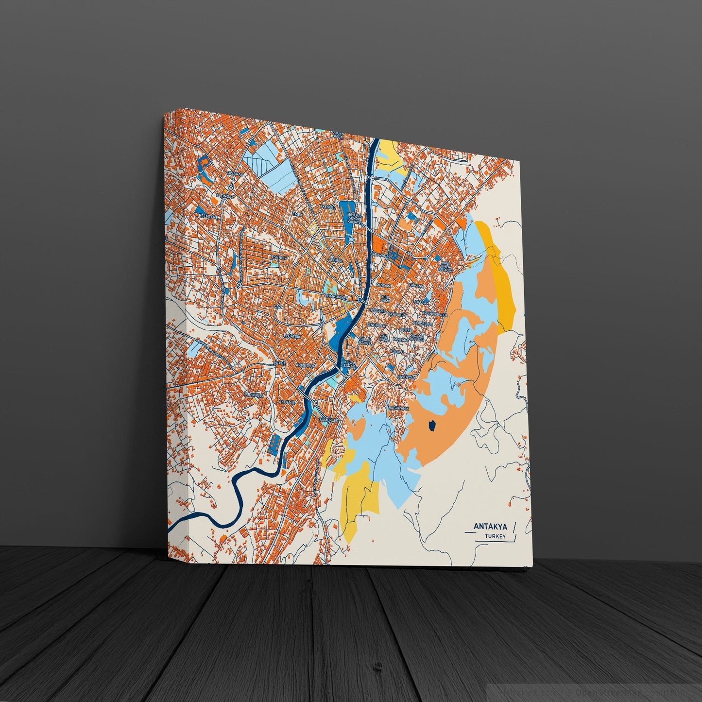 Antakya Turkey Colorful City Map Canvas Print