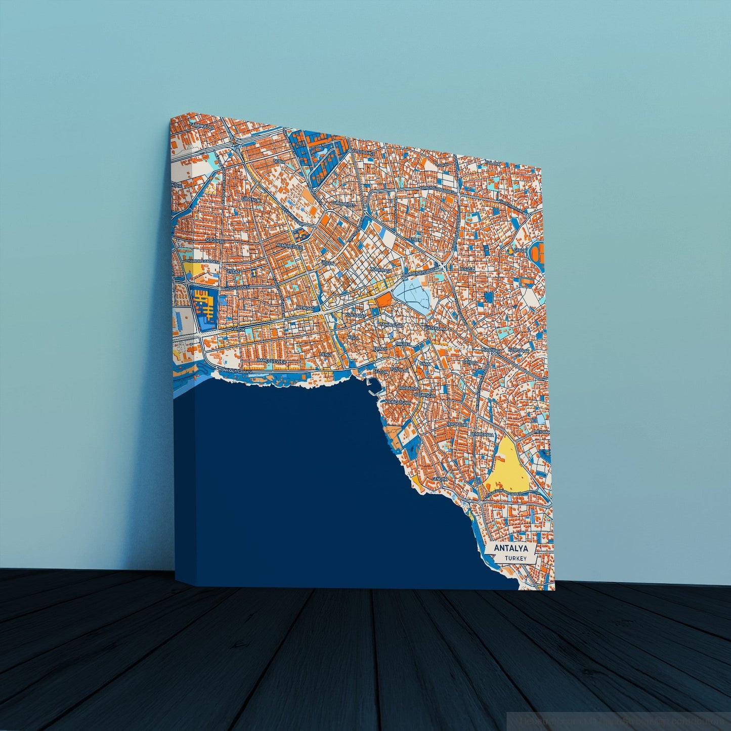 Antalya Turkey Colorful City Map Canvas Print