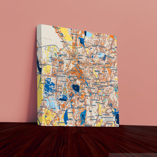 Antananarivo Madagascar Colorful City Map Canvas Print