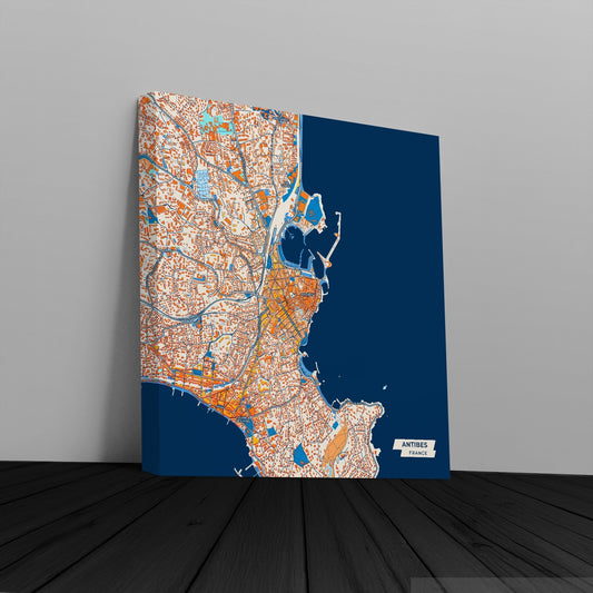 Antibes France Colorful City Map Canvas Print