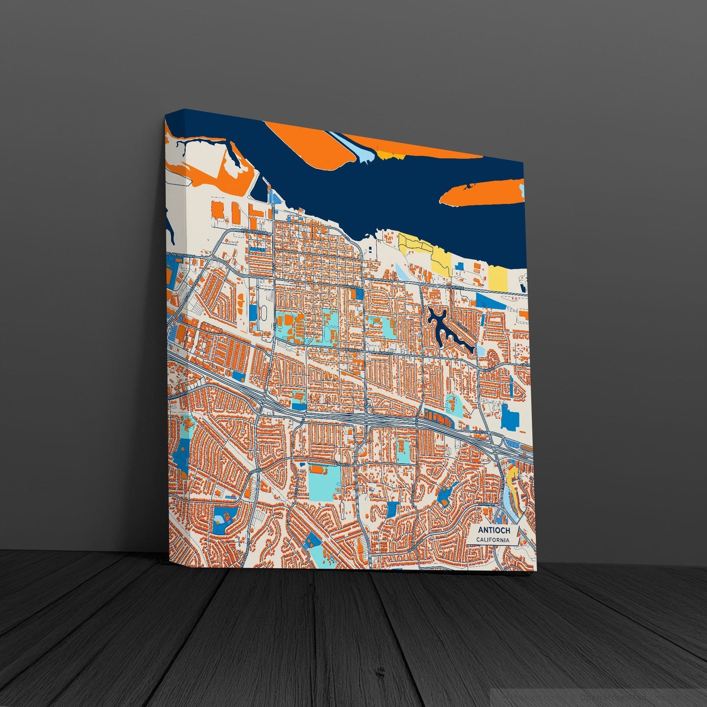 Antioch California Colorful City Map Canvas Print