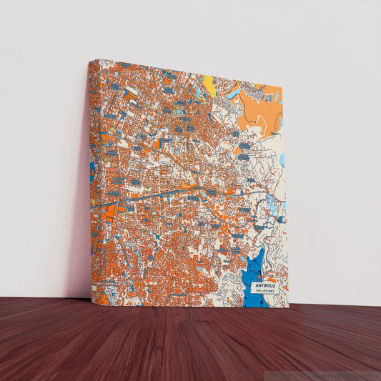 Antipolo Philippines Colorful City Map Canvas Print