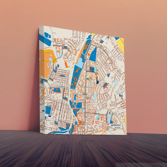 Антрацит Ukraine Colorful City Map Canvas Print