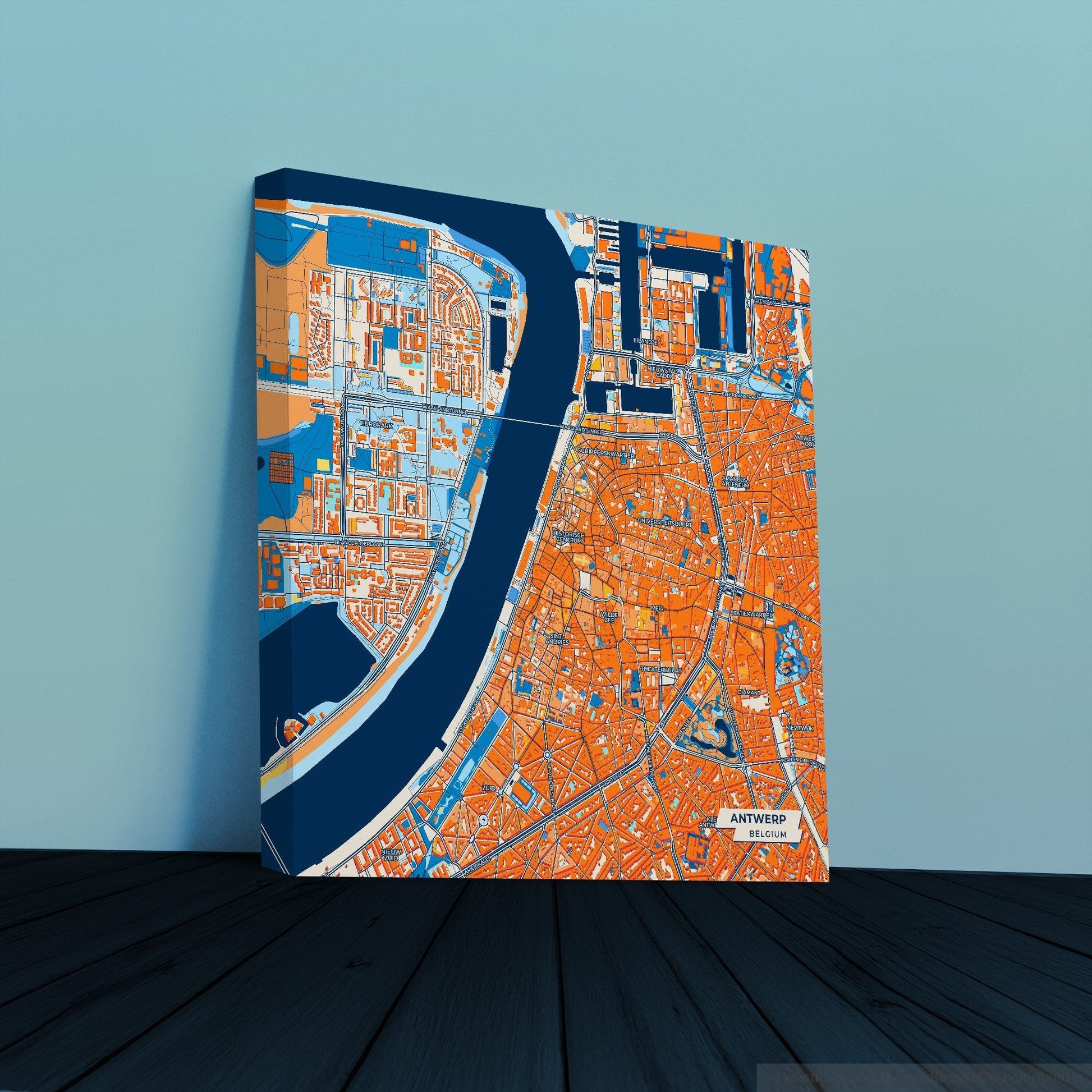 Antwerp  Belgium Colorful City Map Canvas Print