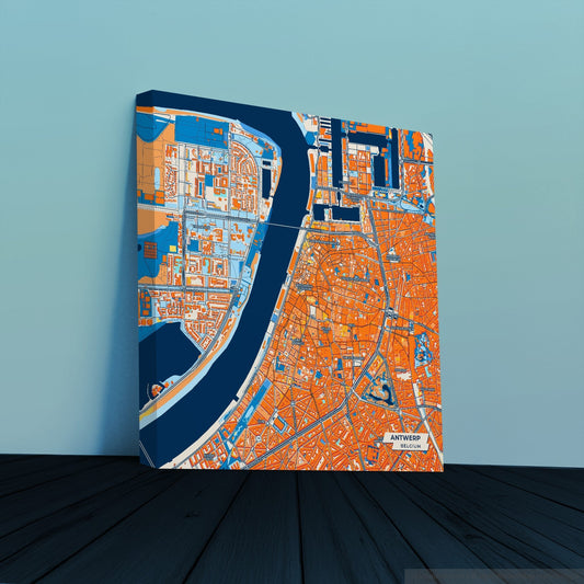 Antwerp  Belgium Colorful City Map Canvas Print
