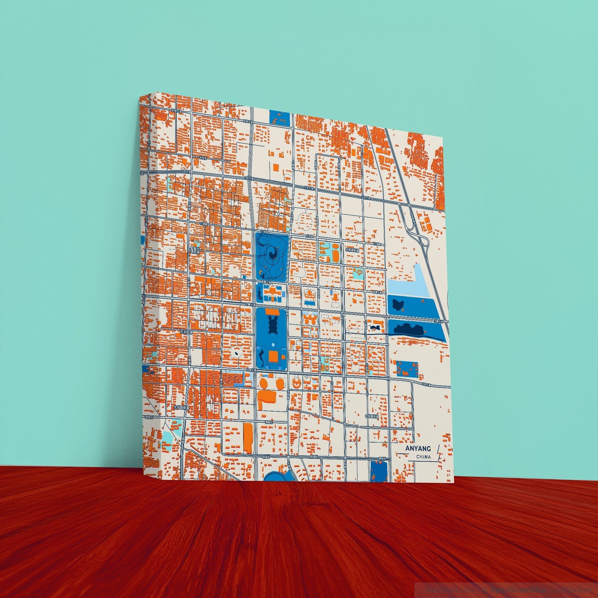 Anyang China Colorful City Map Canvas Print