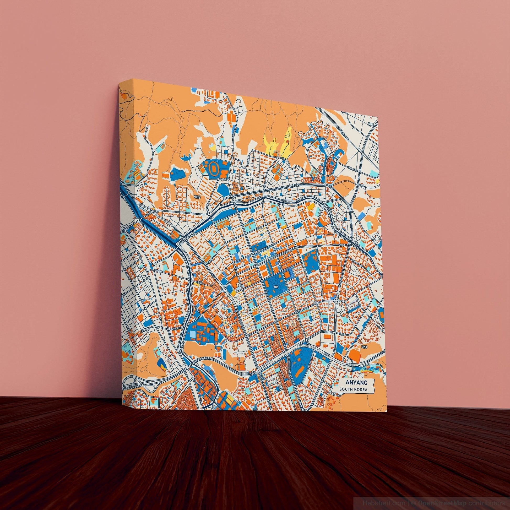 Anyang South Korea Colorful City Map Canvas Print