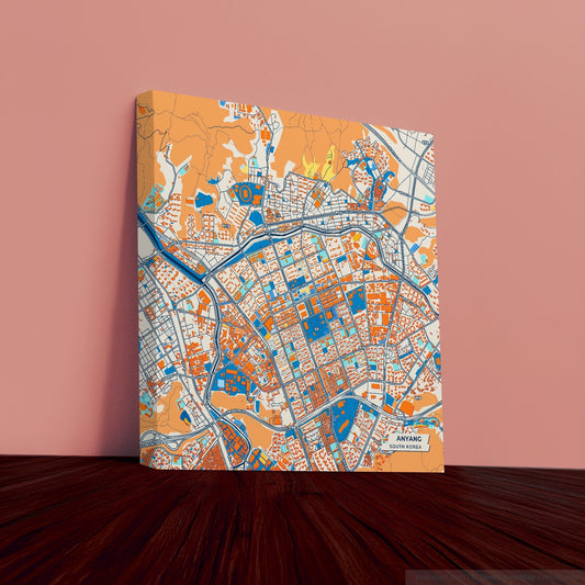 Anyang South Korea Colorful City Map Canvas Print