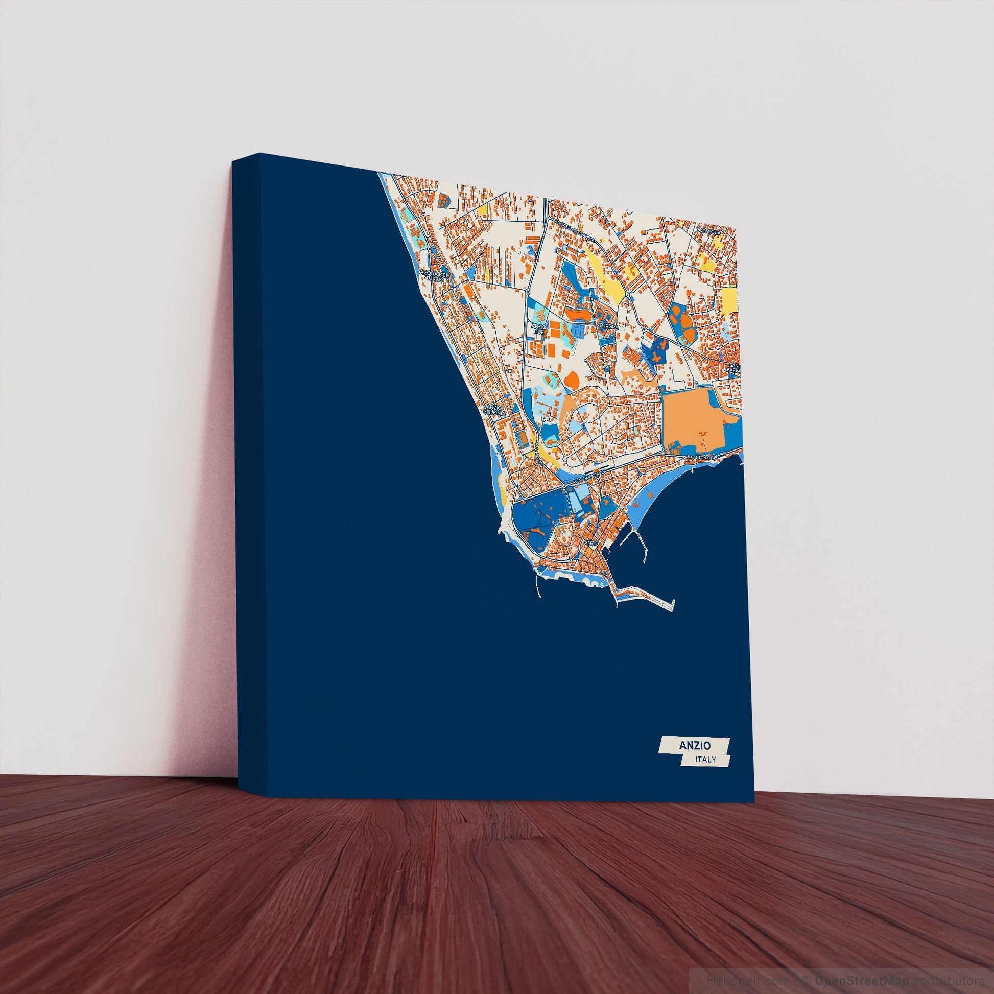 Anzio Italy Colorful City Map Canvas Print