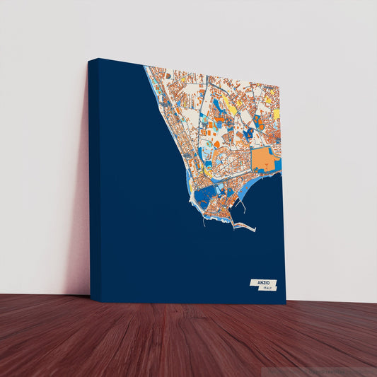 Anzio Italy Colorful City Map Canvas Print