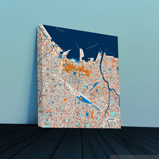 Aomori Japan Colorful City Map Canvas Print