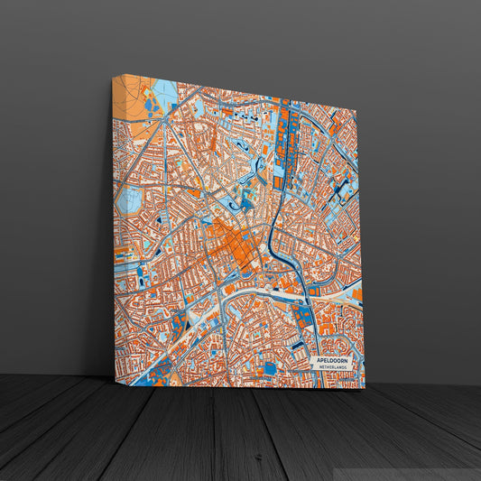 Apeldoorn Netherlands Colorful City Map Canvas Print