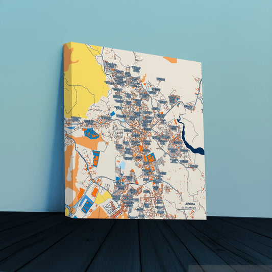 Apopa El Salvador Colorful City Map Canvas Print