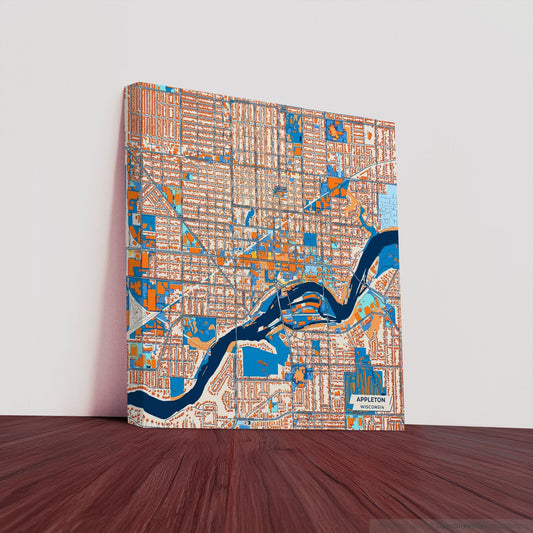 Appleton Wisconsin Colorful City Map Canvas Print