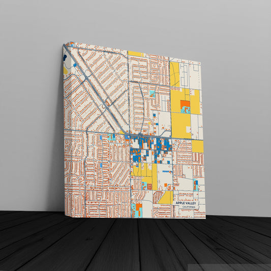 Apple Valley California Colorful City Map Canvas Print