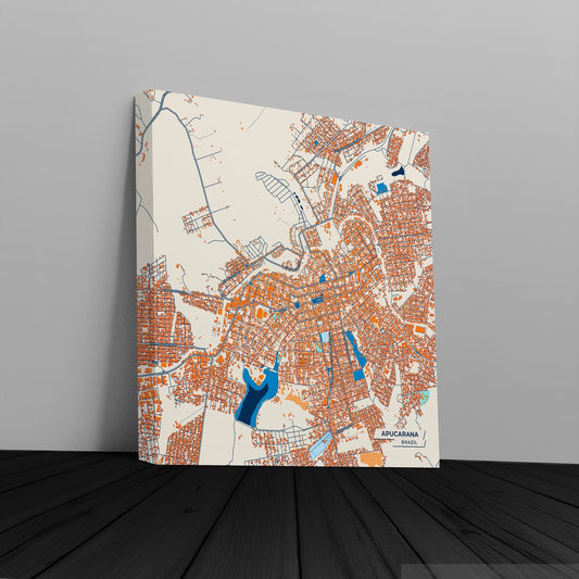 Apucarana Brazil Colorful City Map Canvas Print