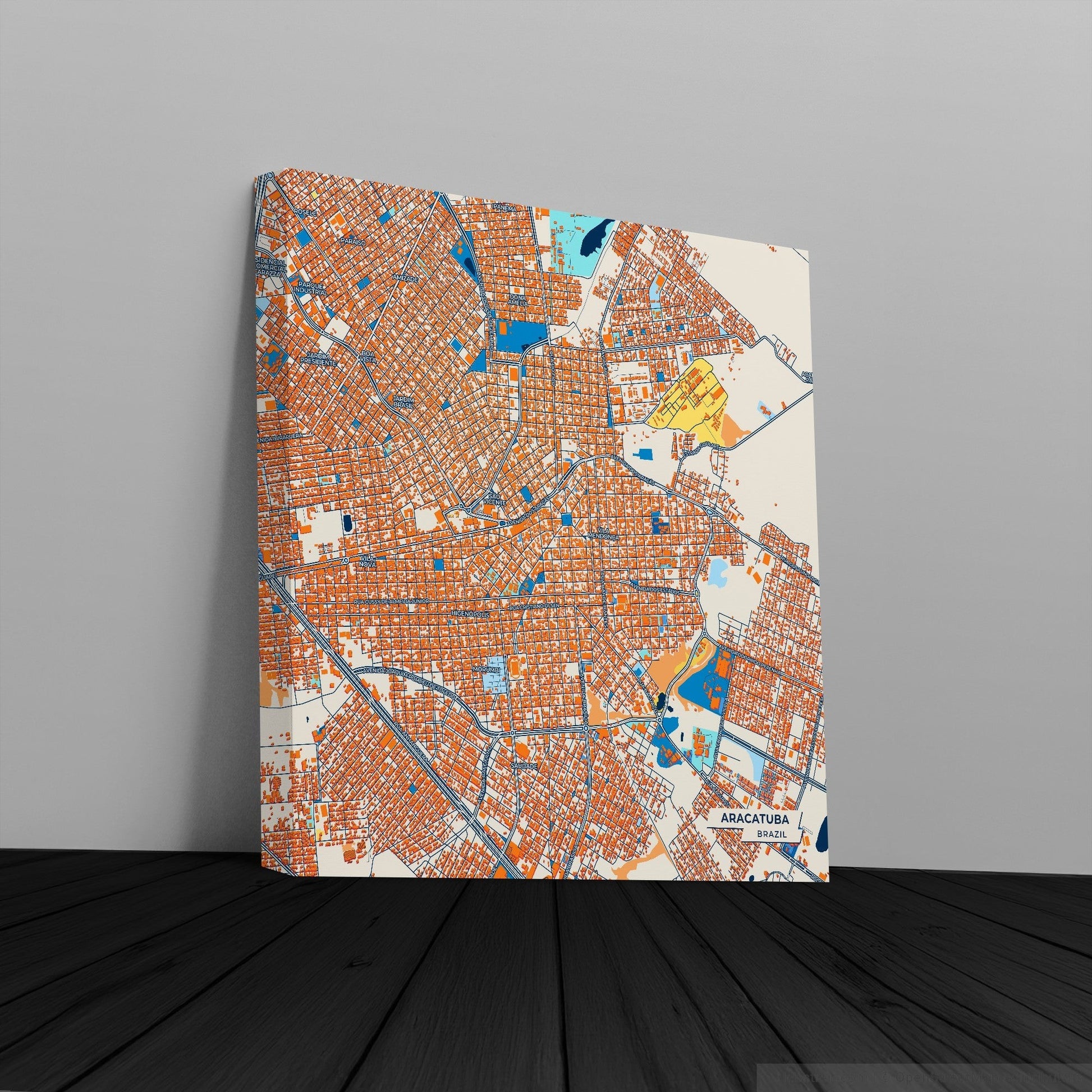 Aracatuba Brazil Colorful City Map Canvas Print