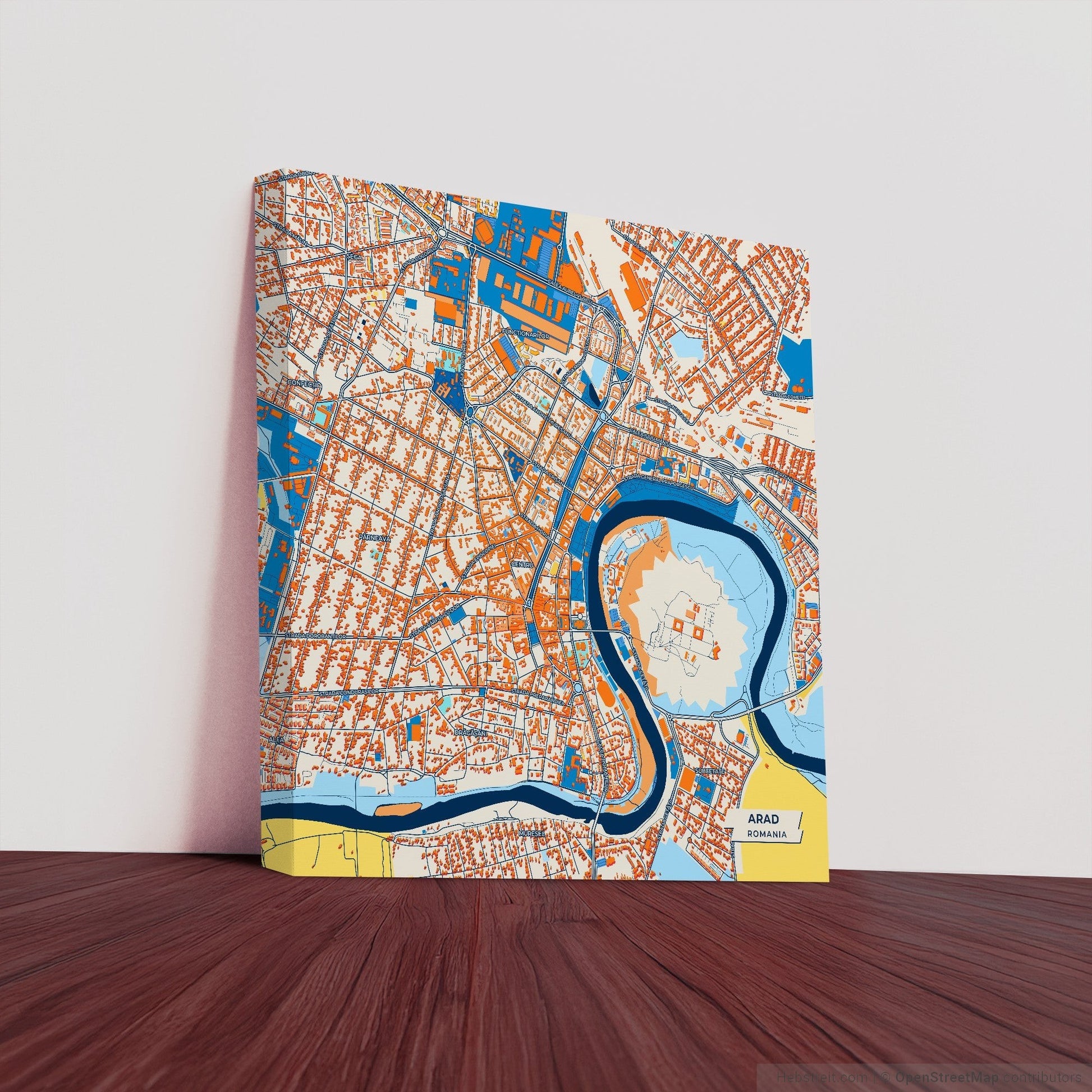 Arad Romania Colorful City Map Canvas Print
