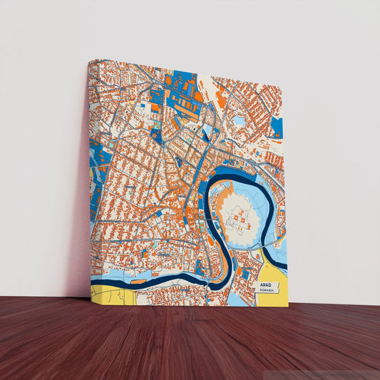 Arad Romania Colorful City Map Canvas Print
