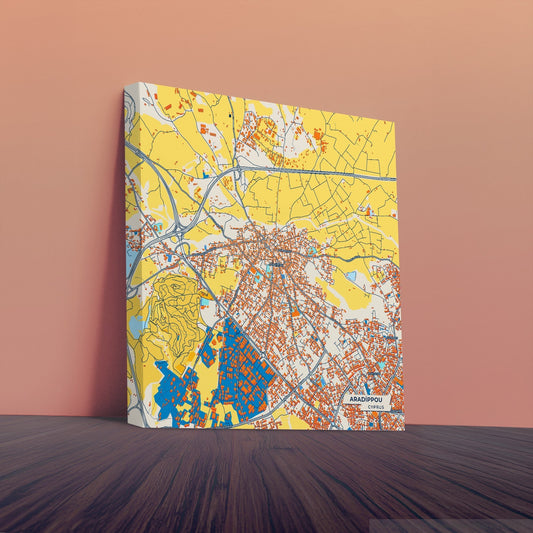 Aradíppou   Cyprus Colorful City Map Canvas Print