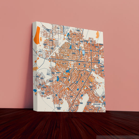 Araguari Brazil Colorful City Map Canvas Print
