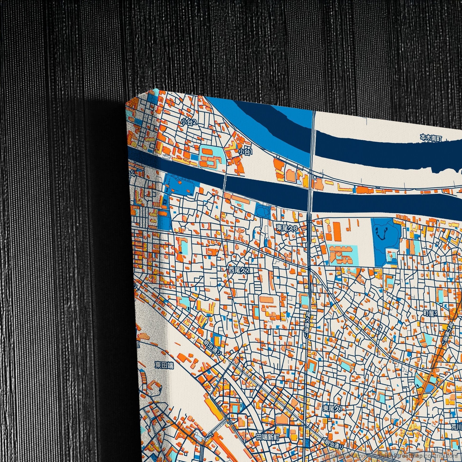 Arakawa Japan Colorful City Map Canvas Print Detail