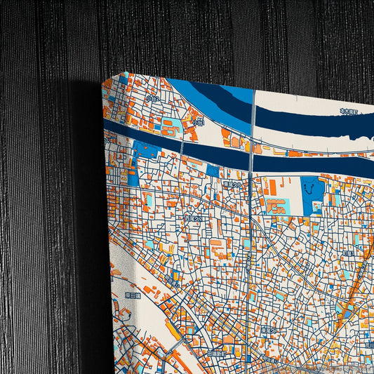 Arakawa Japan Colorful City Map Canvas Print Detail