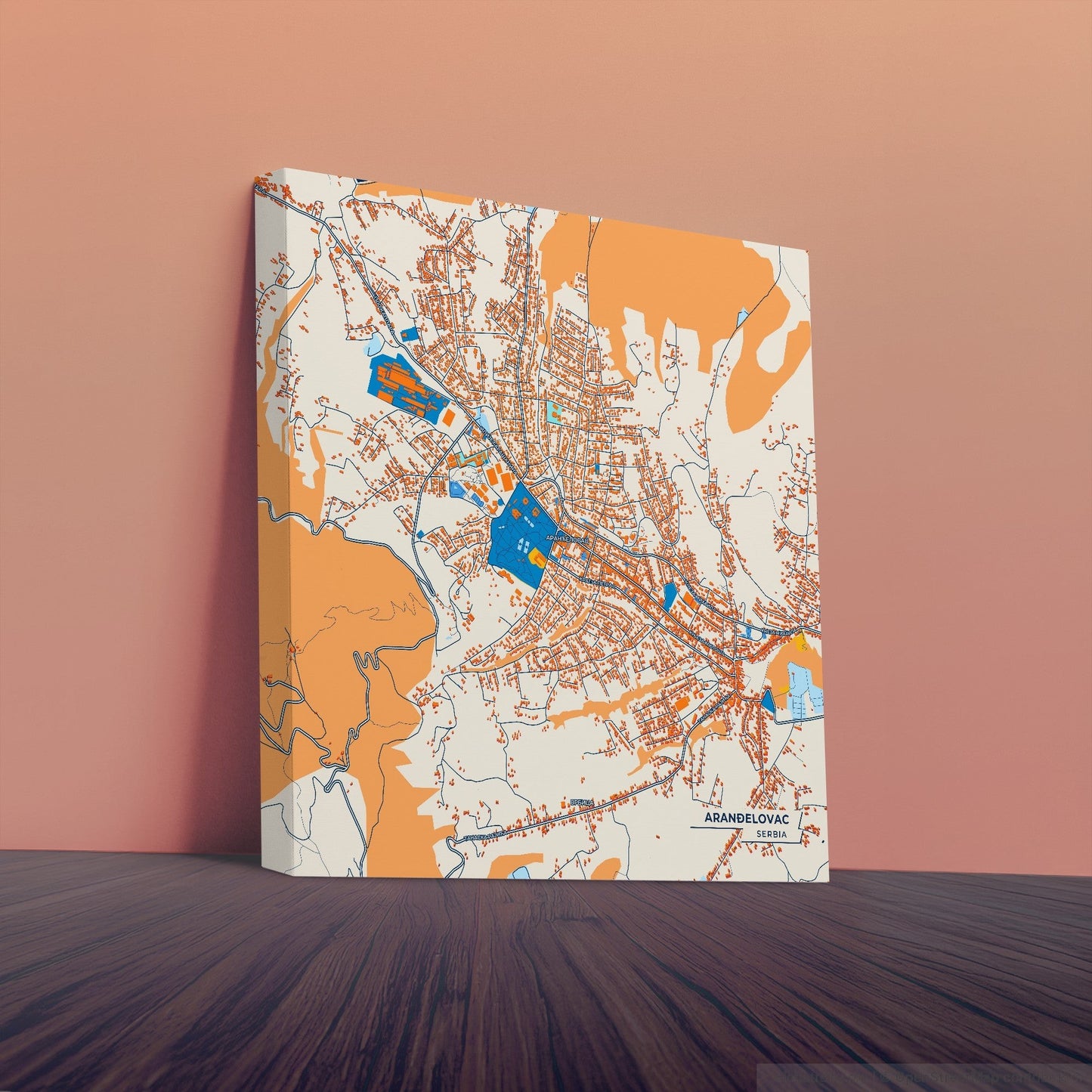 Аранђеловац Serbia Colorful City Map Canvas Print