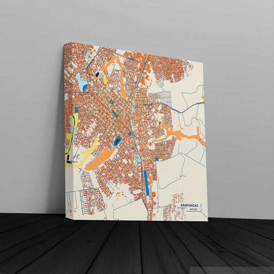 Arapongas Brazil Colorful City Map Canvas Print