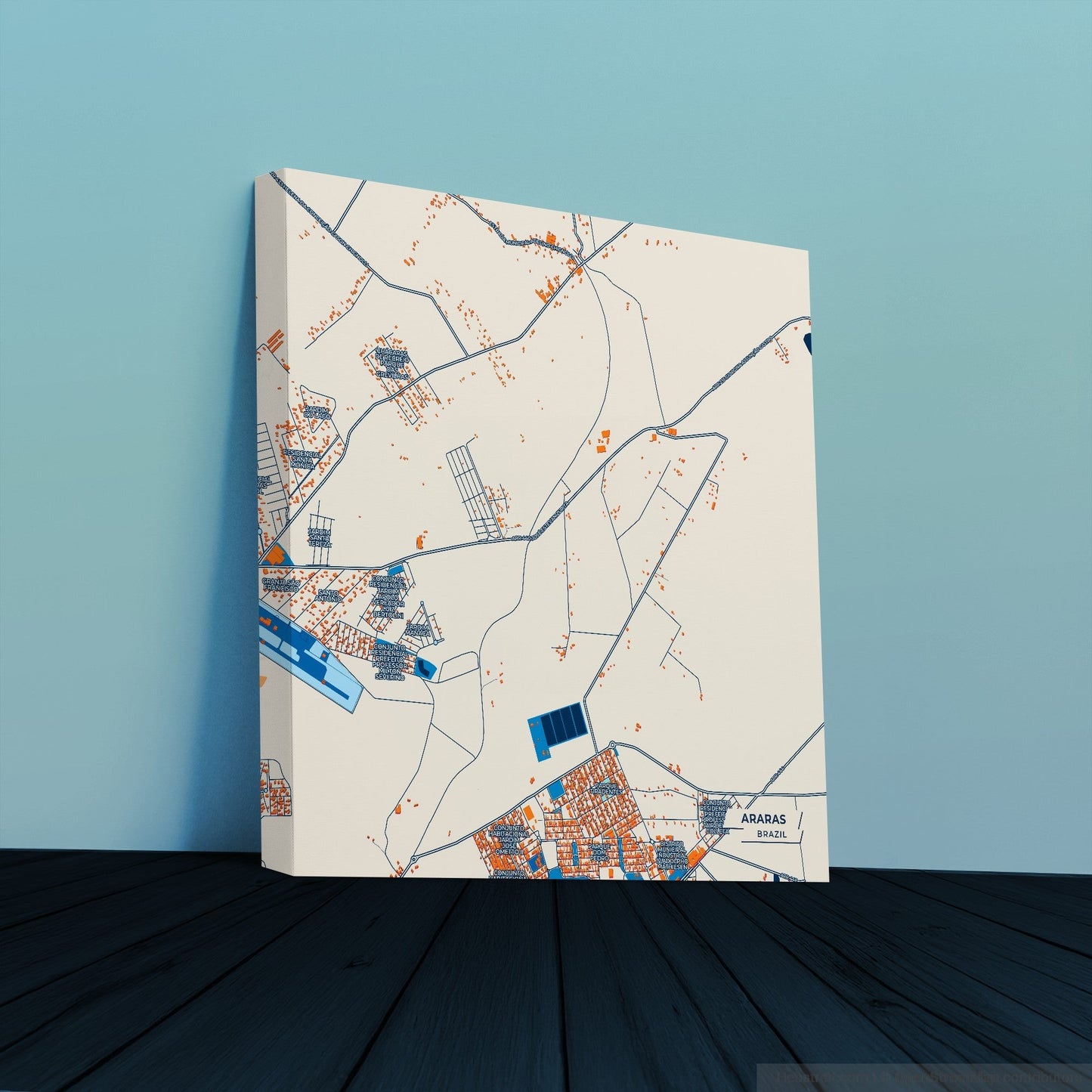 Araras Brazil Colorful City Map Canvas Print