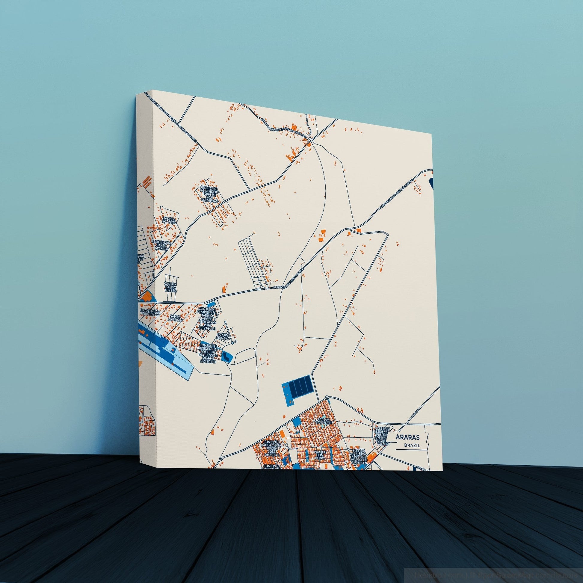 Araras Brazil Colorful City Map Canvas Print