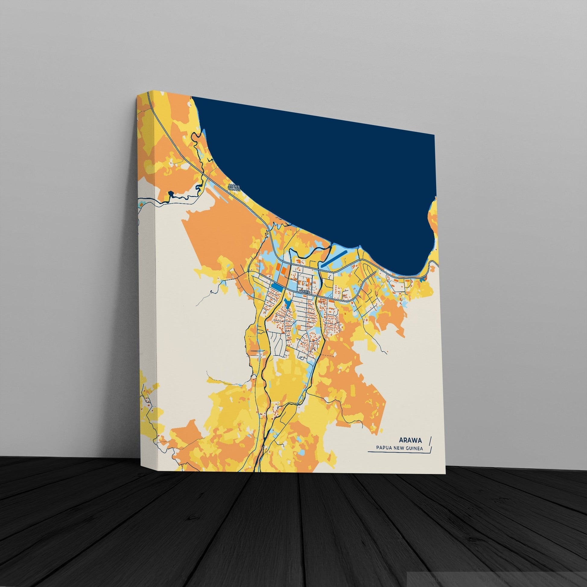Arawa Papua New Guinea Colorful City Map Canvas Print