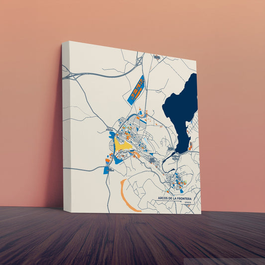 Arcos De La Frontera Spain Colorful City Map Canvas Print